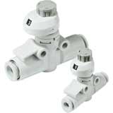 Van tiết lưu khí nén có chỉ thị SMC AS1002FS-04 Meter-out; Kiểu kết nối: One-touch / One-touch; Sử dụng với ống đường kính ngoài: 6mm