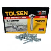 Hộp 500 mũi vít tự khoan đầu tròn 3.5x19mm Tolsen 54112