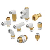 Đầu nối kết nối nhanh hệ mét (đầu tròn)(kiểu ren)(kết nối ren tiêu chuẩn M, R, Rc) SMC KQ2 series